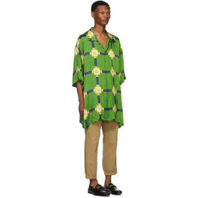 Shop Gucci Green Wrinkled Harness Shirt In 3086 Green