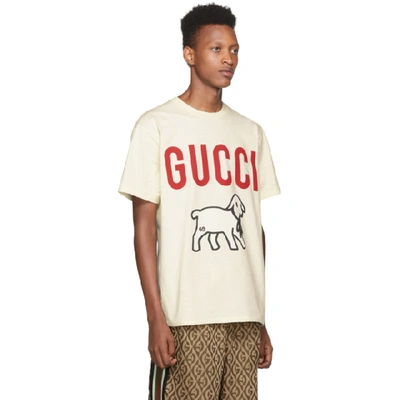 Gucci Lamb-print Cotton-jersey T-shirt In Cream | ModeSens