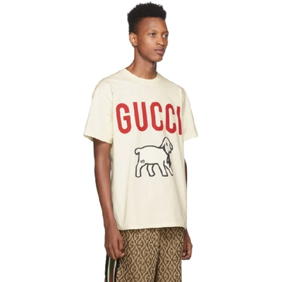 Shop Gucci Off-white Printed T-shirt