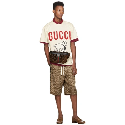 Shop Gucci Off-white Printed T-shirt