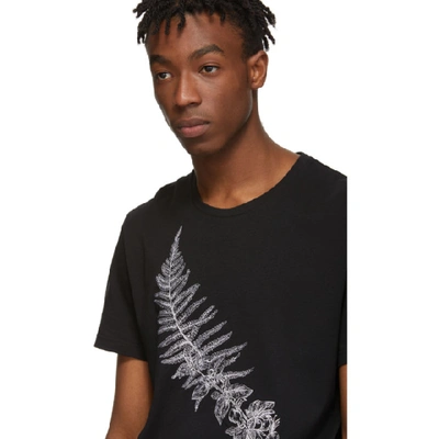 Shop Alexander Mcqueen Black Embroidered Fern T-shirt