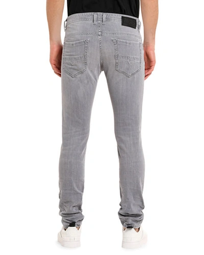 Shop Diesel Men's Thommer Slim Stretch-cotton Jeans In Gray