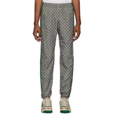 Shop Gucci Brown Nylon Gg Oversized Lounge Pants In 4350grnred