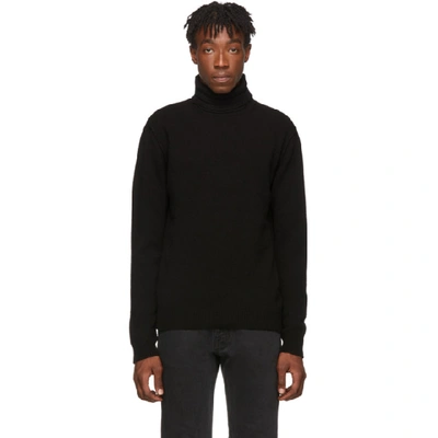 Shop Raf Simons Black Virgin Wool Double Strap Turtleneck In 00099 Black