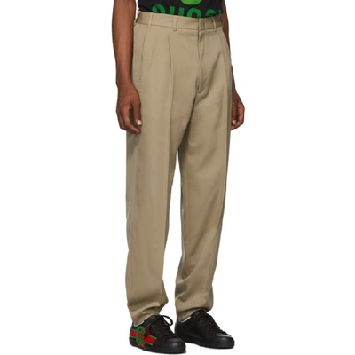 Shop Gucci Tan Wool Trousers In 2766 Sugarc