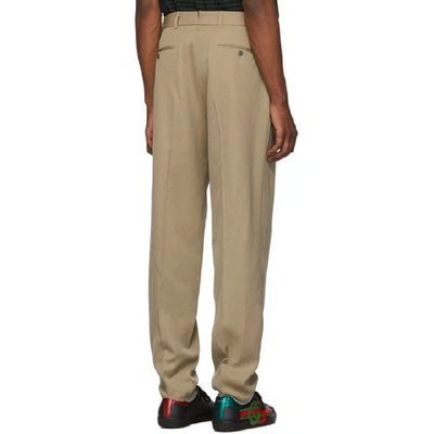 Shop Gucci Tan Wool Trousers In 2766 Sugarc