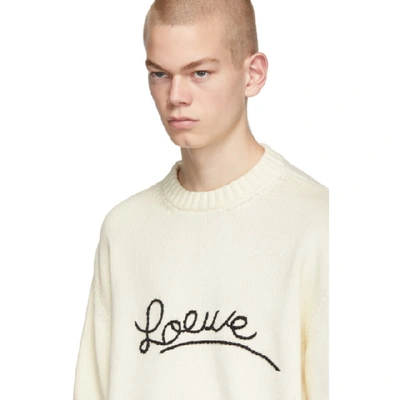 Shop Loewe Off-white Logo Stitch Sweater In 2370 Ecru