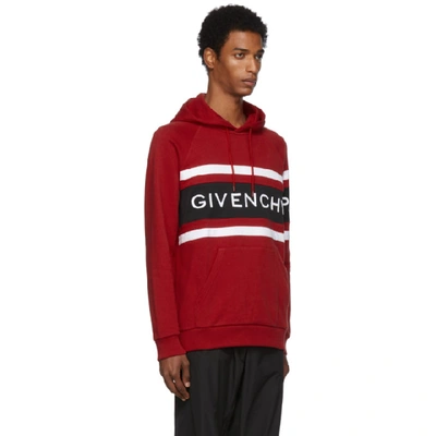 Shop Givenchy Red Contrasting Stripes Hoodie