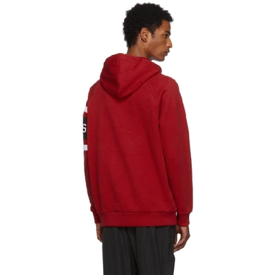Shop Givenchy Red Contrasting Stripes Hoodie
