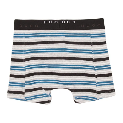 Shop Hugo Boss Boss Two-pack Black And Striped Boxer Briefs In 444 Print