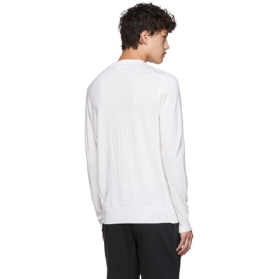 Shop Stone Island White Knit Crewneck Sweater In V0099 Natur