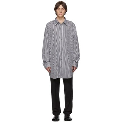 Shop Maison Margiela Black And White Striped Oversized Classic Shirt In 002f Blkstp