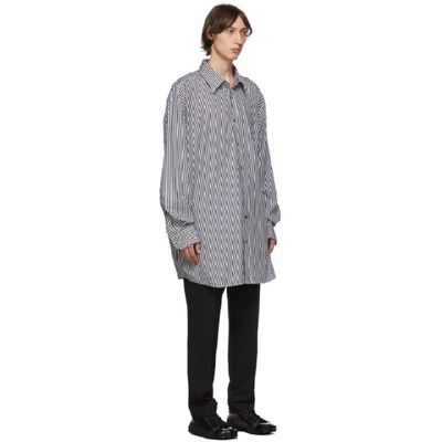 Shop Maison Margiela Black And White Striped Oversized Classic Shirt In 002f Blkstp