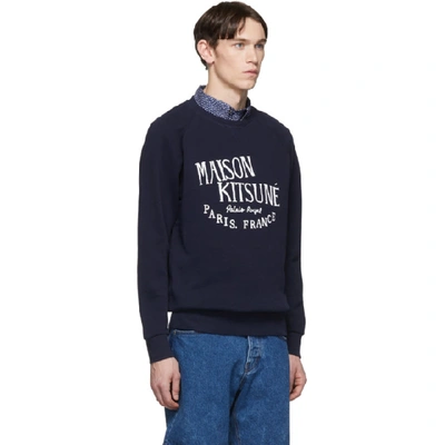 Shop Maison Kitsuné Maison Kitsune Navy Logo Palais Royal Sweatshirt