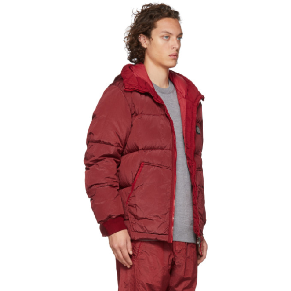 Stone Island Ssense Exclusive Red Down Hooded Puffer Jacket In V0019 Red |  ModeSens