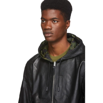 Shop Coach 1941 Reversible Black Leather Hooded Jacket