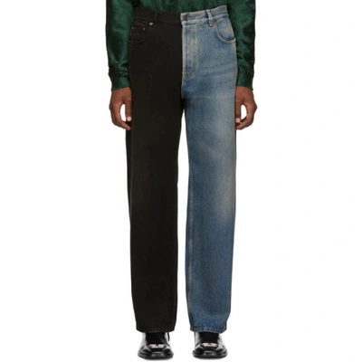 Shop Balenciaga Black And Indigo Rust Large-fit Jeans In 6379 Ltrust