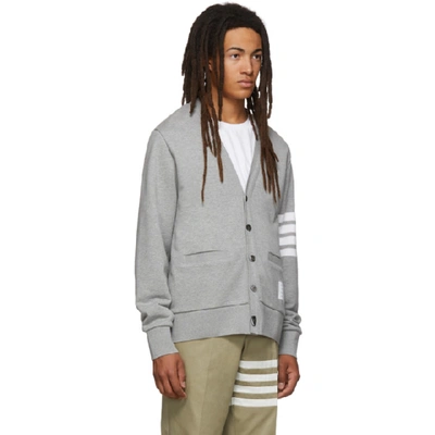 Shop Thom Browne Grey 4-bar V-neck Cardigan In 055 Lt Gry