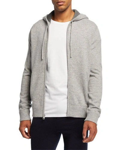 Shop Vince Men's Zip-front Cashmere Hoodie In H Grey