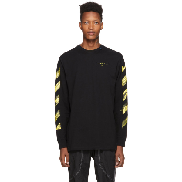 Off-white Ssense Exclusive Black And Yellow Painted Arrows Long Sleeve  T-shirt In 1060 Blkylw | ModeSens