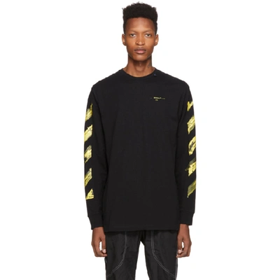 Shop Off-white Ssense Exclusive Black And Yellow Painted Arrows Long Sleeve T-shirt In 1060 Blkylw