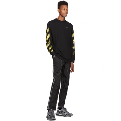 Shop Off-white Ssense Exclusive Black And Yellow Painted Arrows Long Sleeve T-shirt In 1060 Blkylw