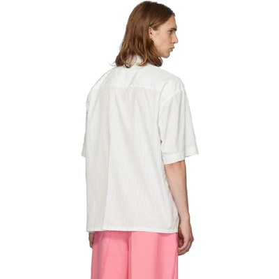 Shop Marni White Pinstripe Print Short Sleeve Shirt In Stw01  Whit