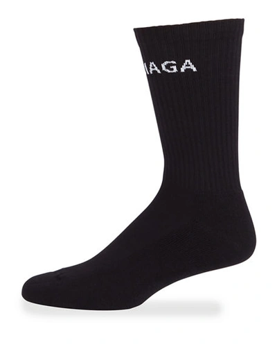 Shop Balenciaga Men's Logo-knit Tennis Socks In Black/white