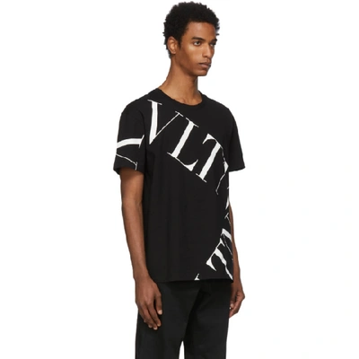 Shop Valentino Black 'vltn' Macrogrid T-shirt