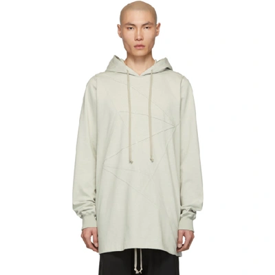 Shop Rick Owens Grey Seam Topstitching Hoodie In 6108oystprl