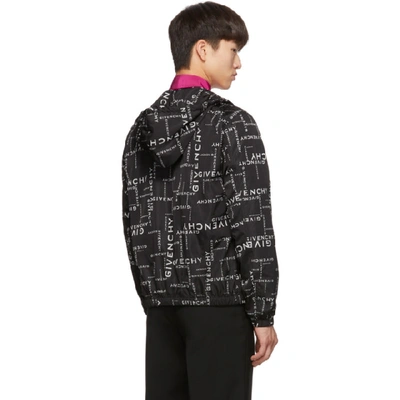 Shop Givenchy Black All Over Logo Windbreaker In 004-black/w