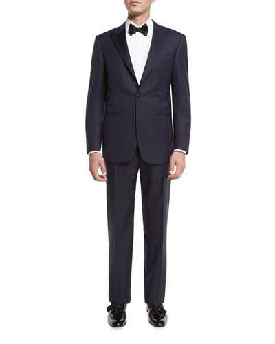 Shop Canali Super 150s Wool Tuxedo Suit, Navy
