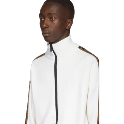 Shop Fendi White Forever  Zip-up Sweater In F0znm Wht