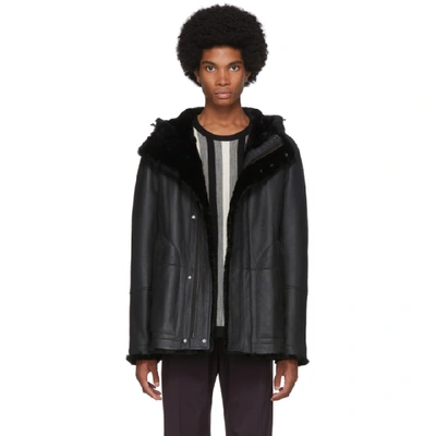 Shop Yves Salomon Reversible Black Shearling Lamb Parka In C99 Noir