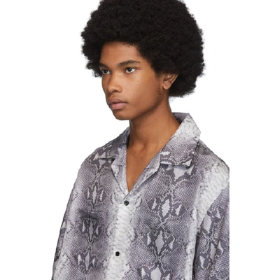 Shop Amiri Grey Python Short Sleeve Button Up Shirt In Gry