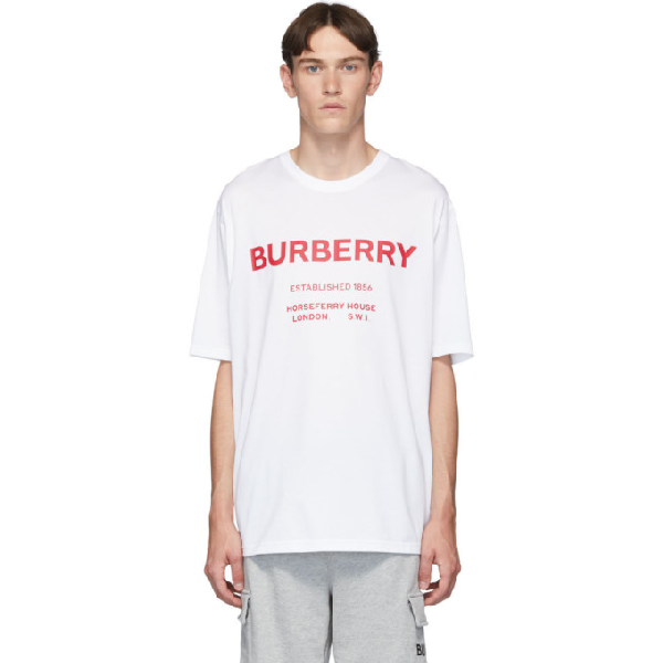 burberry white t shirt red logo