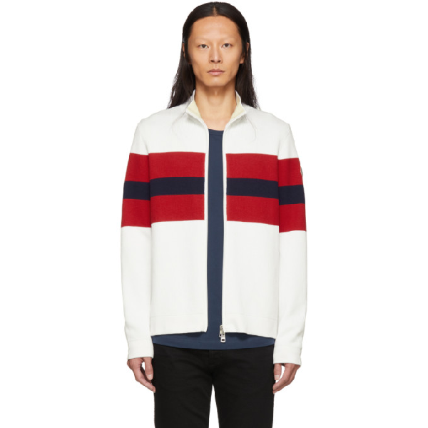 red zip up cardigan