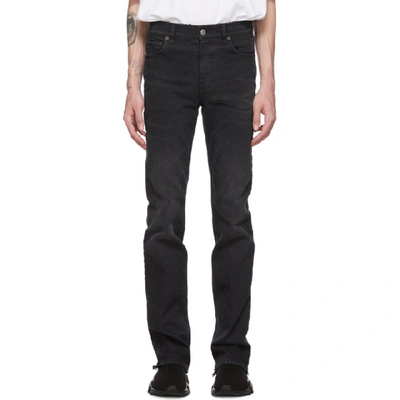 Shop Balenciaga Black Back Cuff Jeans In 1103 Vt Blk