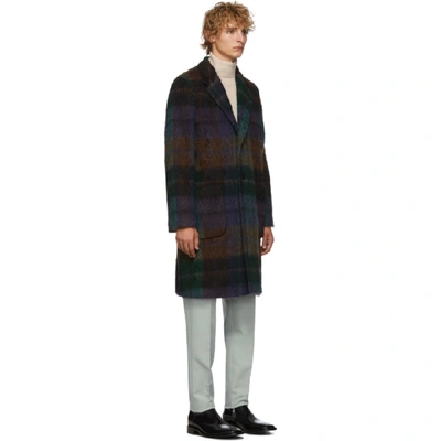 Shop Etro Blue Deconstructed Check Coat In 0200 Blue
