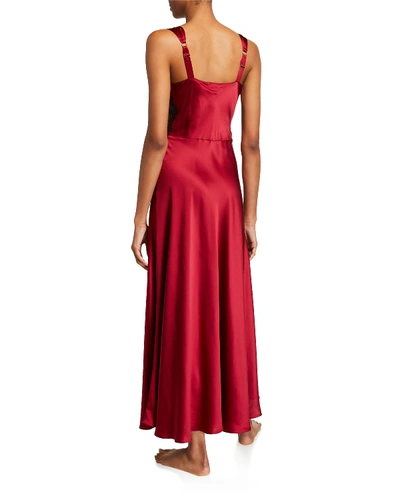 Shop Christine Lingerie Bijou Lace-trim Silk Nightgown In Ruby