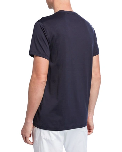 Shop Burberry Men's Parker Logo-embroidered T-shirt In Navy