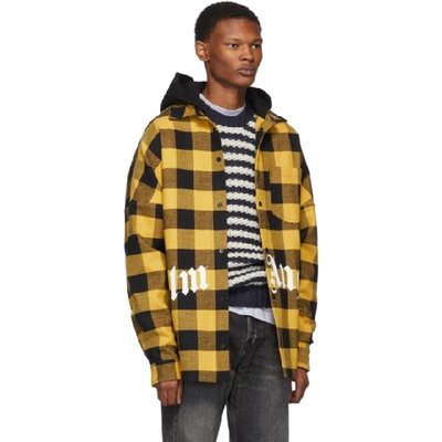 Shop Palm Angels Yellow Checked Shirt In 6001 Ylwwht