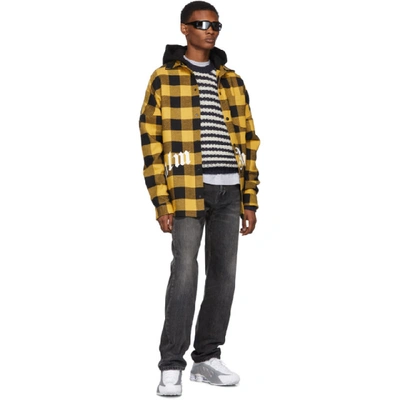 Shop Palm Angels Yellow Checked Shirt In 6001 Ylwwht