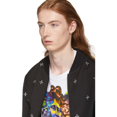 Shop Neil Barrett Reversible Black & White Cross Bomber Jacket