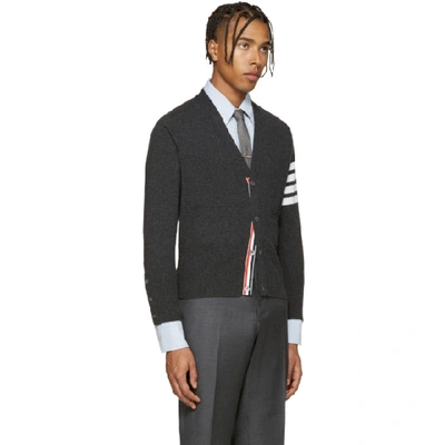 Shop Thom Browne Grey Cashmere Cardigan In 022 Dark Grey