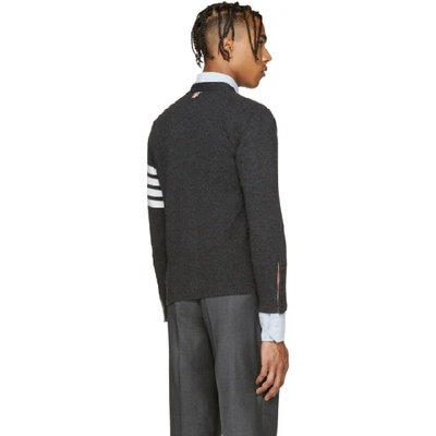 Shop Thom Browne Grey Cashmere Cardigan In 022 Dark Grey