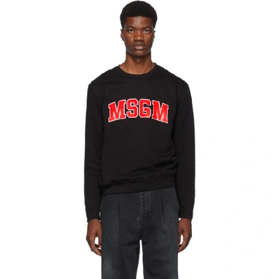 Shop Msgm Black And Red College Logo Sweatshirt In 99 Black