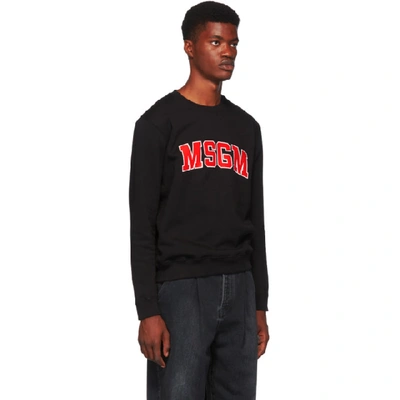 Shop Msgm Black And Red College Logo Sweatshirt In 99 Black