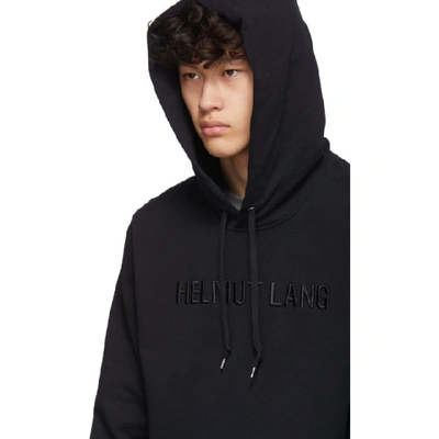 Shop Helmut Lang Black Embroidered Logo Standard Hoodie