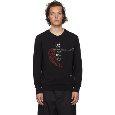 Shop Alexander Mcqueen Black Winged Skeleton Sweatshirt In 0901 Blkmix